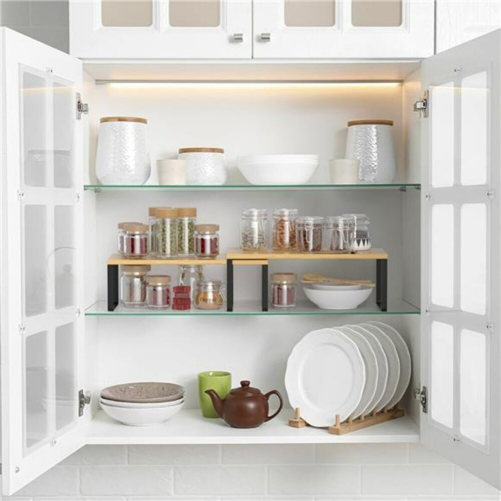 Stackable Kitchen Cabinet Shelf Organizer Set Pantry Counter Storage Rack - Picture 2 of 8